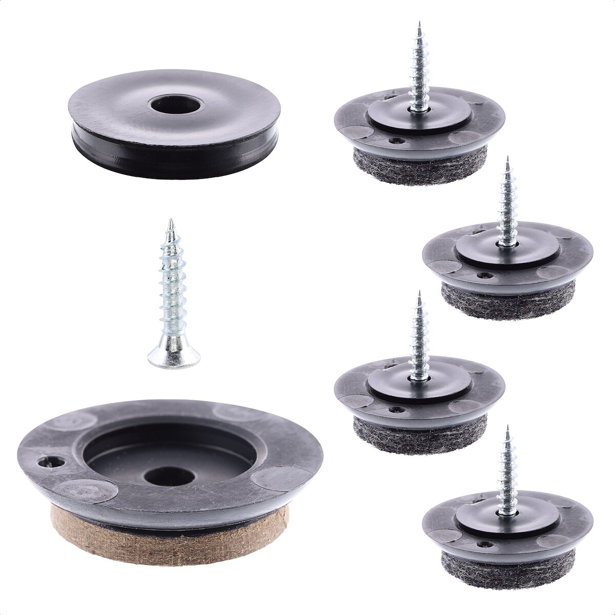 WAGNER QuickClick® Filzgleiter SYNO SLIM - 4x Schraube, je 4x Basis Ø 25 mm & Gleiter Ø 25 mm, DE Ware - 16791599 Image
