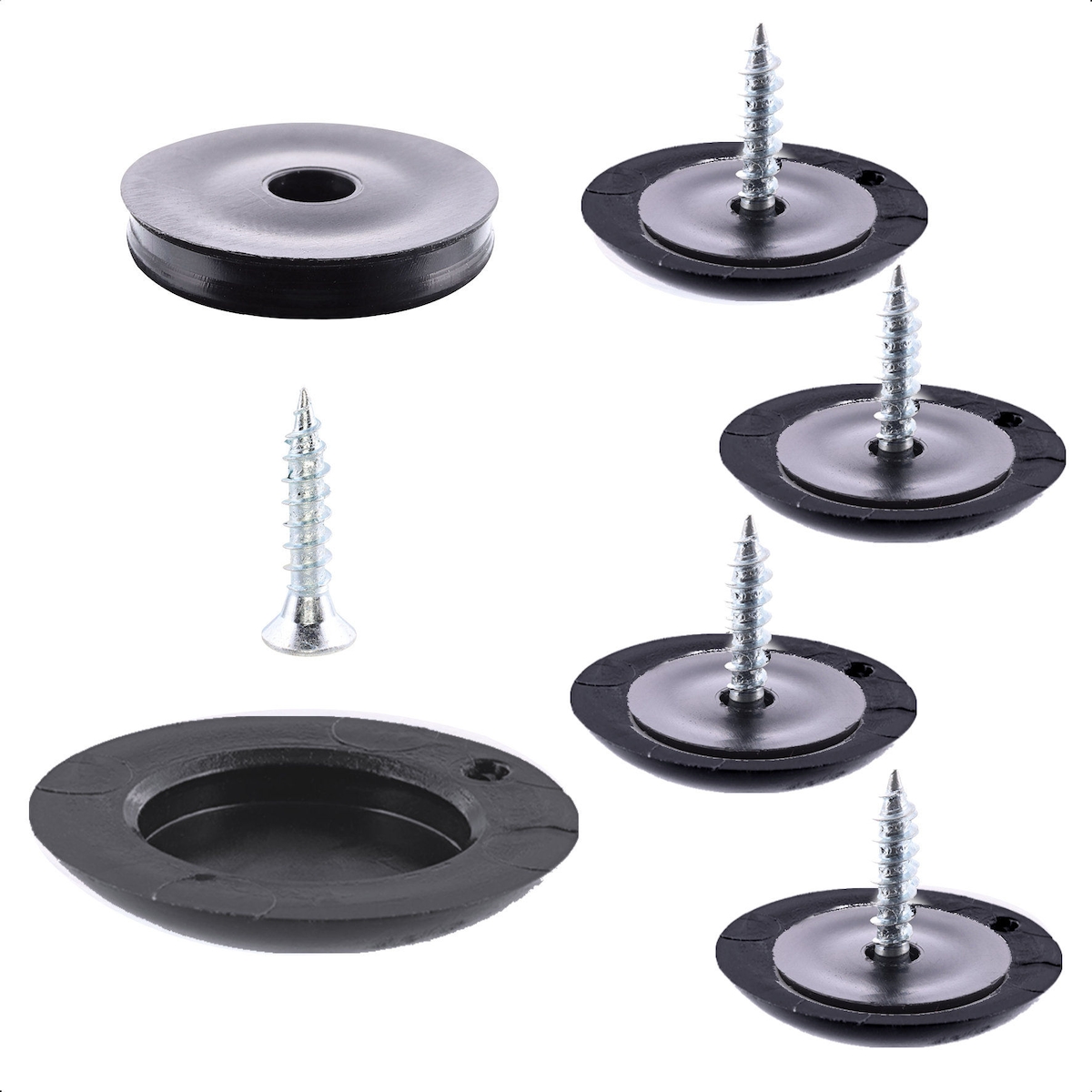 WAGNER QuickClick® Kunststoffgleiter BLACK SLIM - 4x Schraube, je 4x Basis Ø 25 mm & Gleiter Ø 25 mm, DE Ware - 16792599 Image
