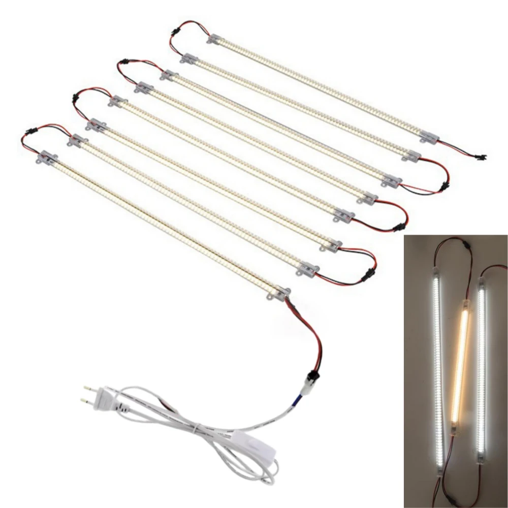 1/2/5/10 Leuchten LED-Schrankbeleuchtung Starre Schalter-Stromversorgungskit 220V 10cm 20cm 30cm 40cm 50cm 72LEDs 12 LED-Wand-Küchenlampe Röhre