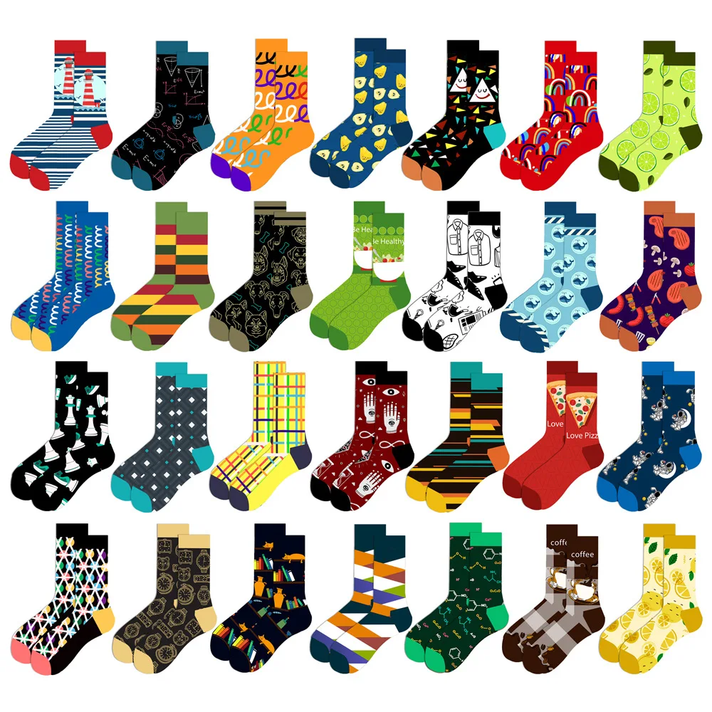 Streetwear Große Sieze Lustige Socken Männer mit Cartoon Tiere und Obst Hip Hop männer Socken Baumwolle Geschenke für Männer 2601