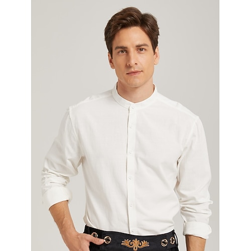 Oktoberfest Chemise Coton Col montant Col mandarin Bavarois Alpin Patrimoine Prairies Homme Carnaval Fête de la Bière Tissu de style traditionnel