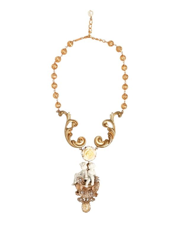 Ceramic Crystal Cherub Baroque Pendant Necklace - Metallic - Dolce & Gabbana Necklaces