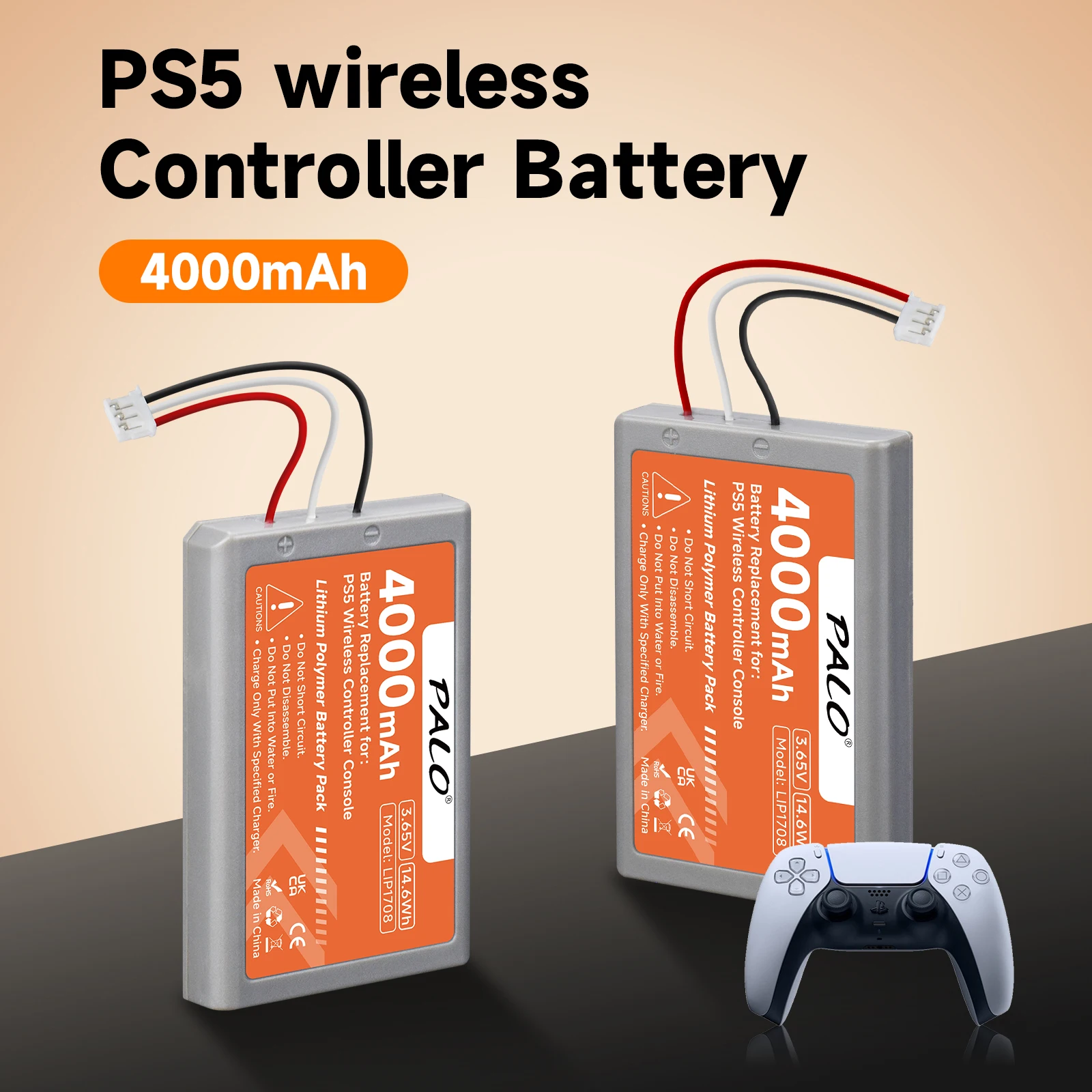 PS5 Wireless Controller Battery 4000mAh PS 5 Replacement Battery for Sony Playstation 5 LIP1708 Dualsense Gamepad Controller