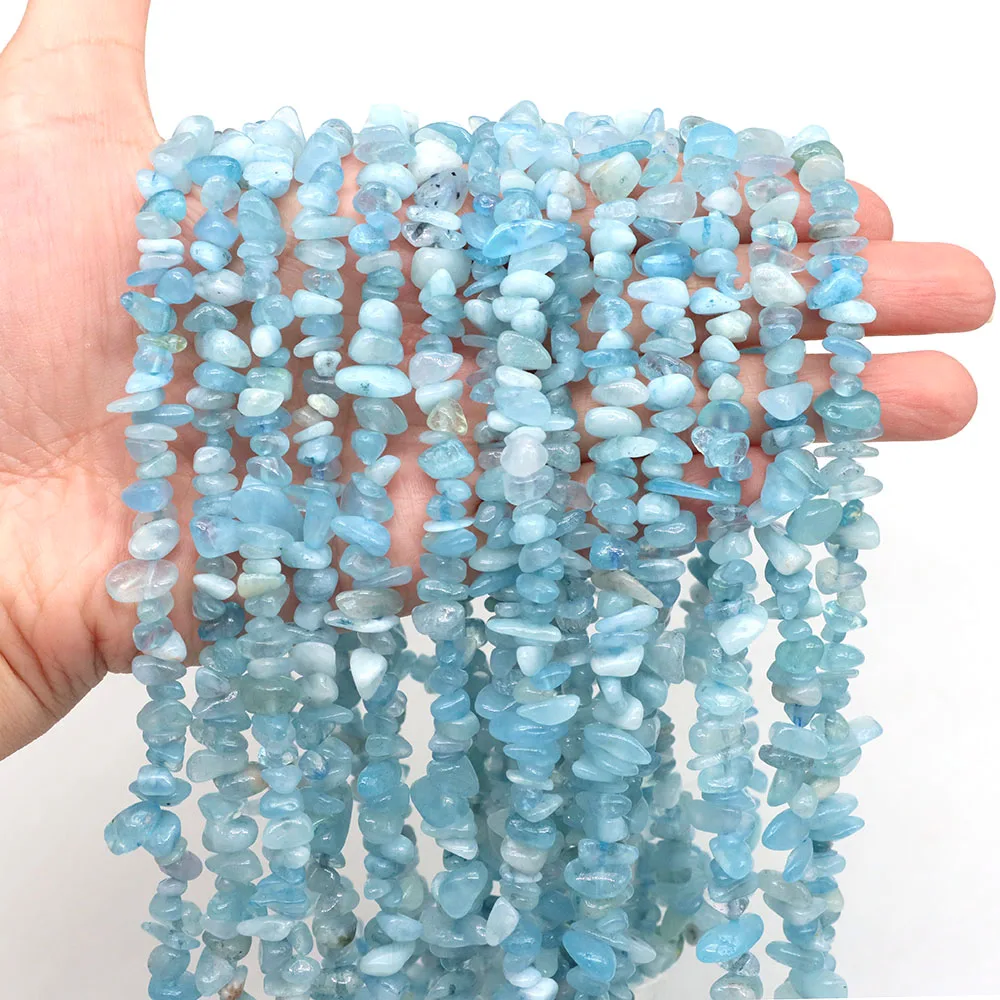 5-8mm Natürliche Kristalle Aquamarin Perlen Unregelmäßige Freeform Chip Kies Form Stein Perle Für Schmuck Machen Diy Armband halskette Image
