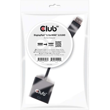 CLUB 3D B.V CAC-2070 Active Hdmi 2.0 Signal Converter. The Dp 1.2 To Hdmi2.0 4K