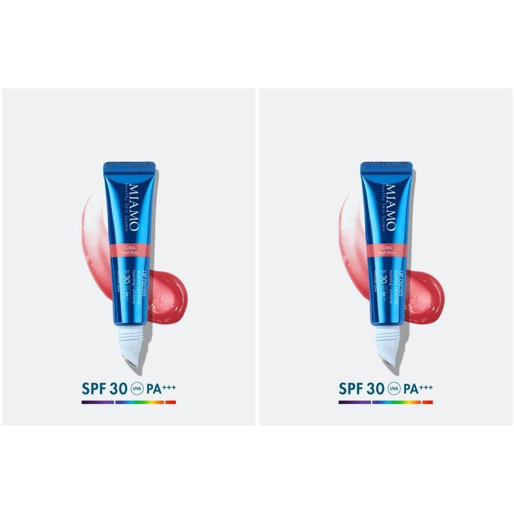 Miamo Lip Gloss Aging Defense SPF 30+ Tono Coral Gusto Pesca 2x15 ml