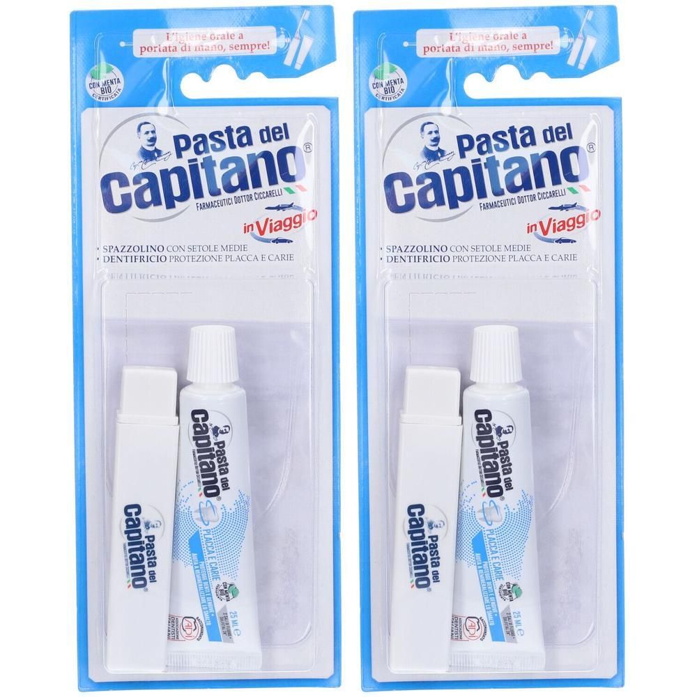 Pasta del Capitano Set Spazzolino + Dentifricio Travel Size 2x25 ml
