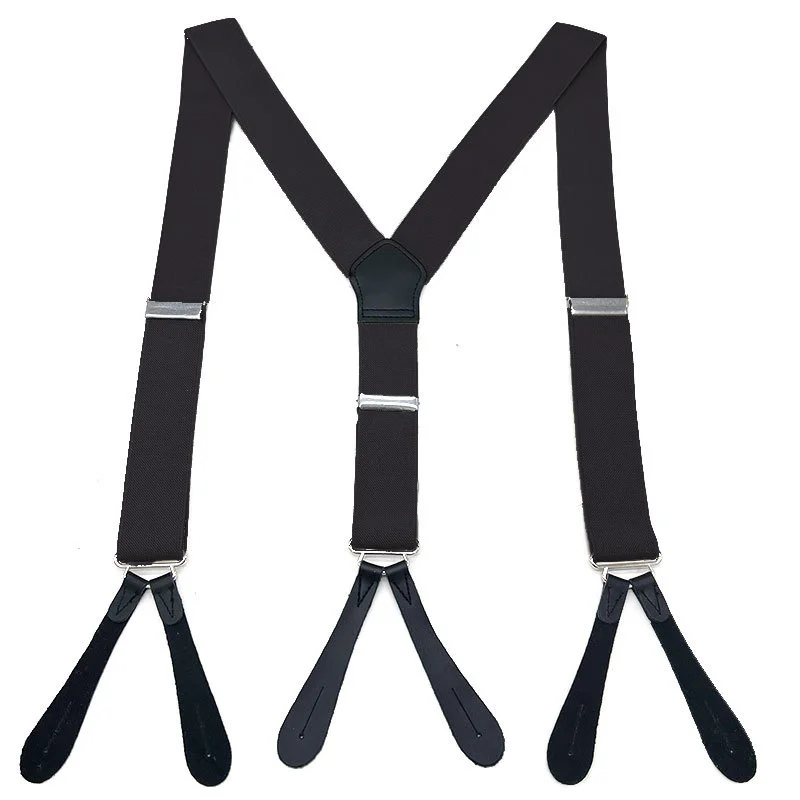 Vintage Männer PU Leder Hosenträger Männlichen Hosen Riemen Mit Botton Schwarz Weiß Hosenträger 3,5 cmx125cm Große Größe