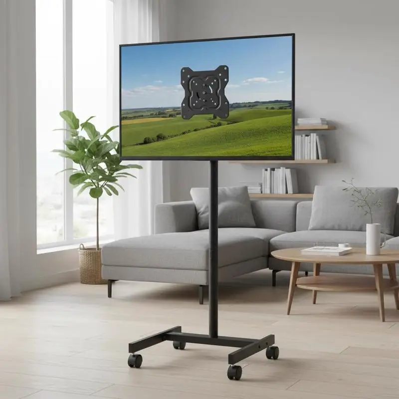 TV-Ständer auf Rollen, für Fernseher/LED/LCD/OLED von 431,8 bis 1397 mm, mobiler TV-Wagen, bis zu 20 kg, tragbarer Standfuß-TV-Halter, max. VESA 200 x 200 mm, für Wohnzimmer, Büro, Außenbereich