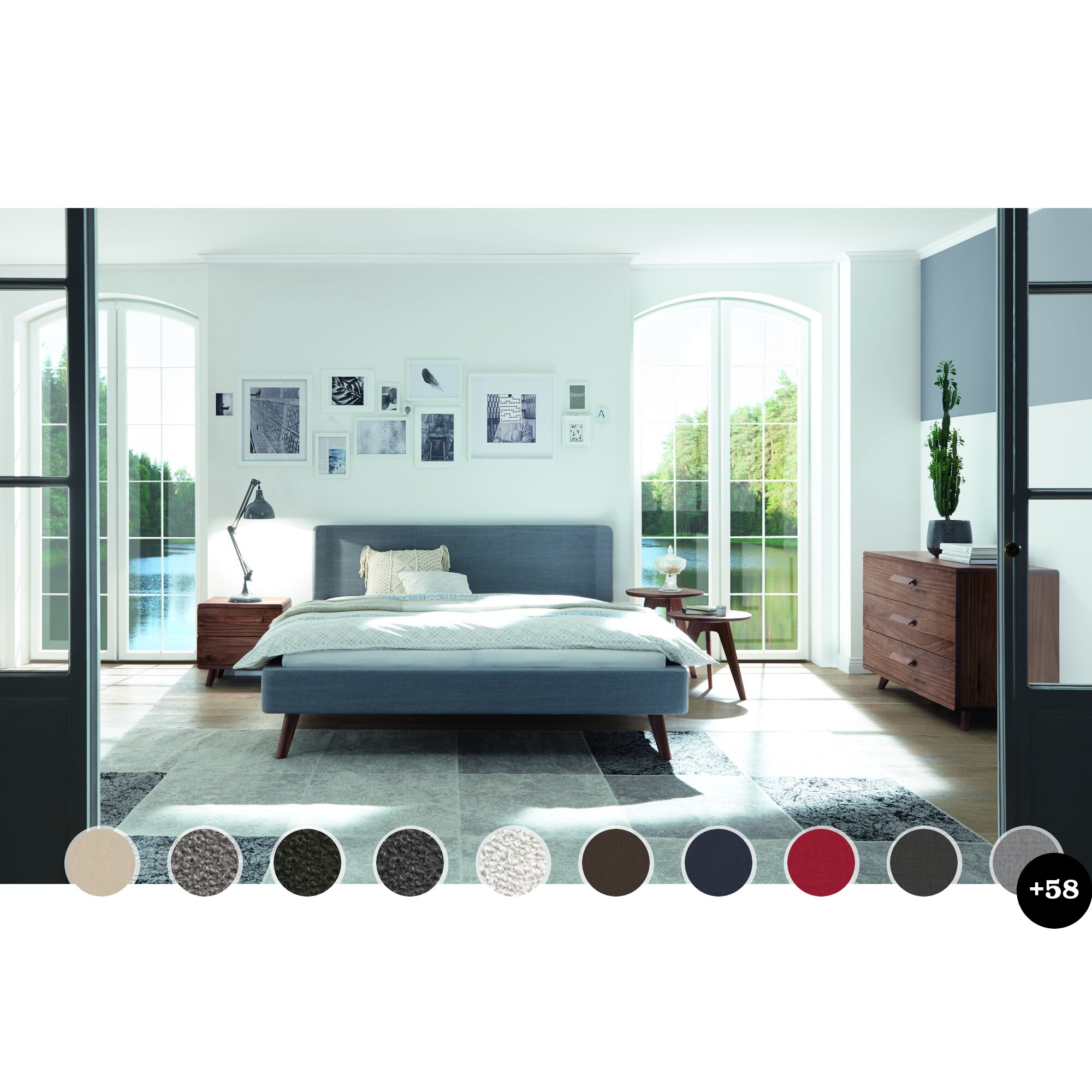 Hasena Dream-Line Bettrahmen Sole 18/3S 200x200 cm / PK4 Echtleder 505 bianco Image