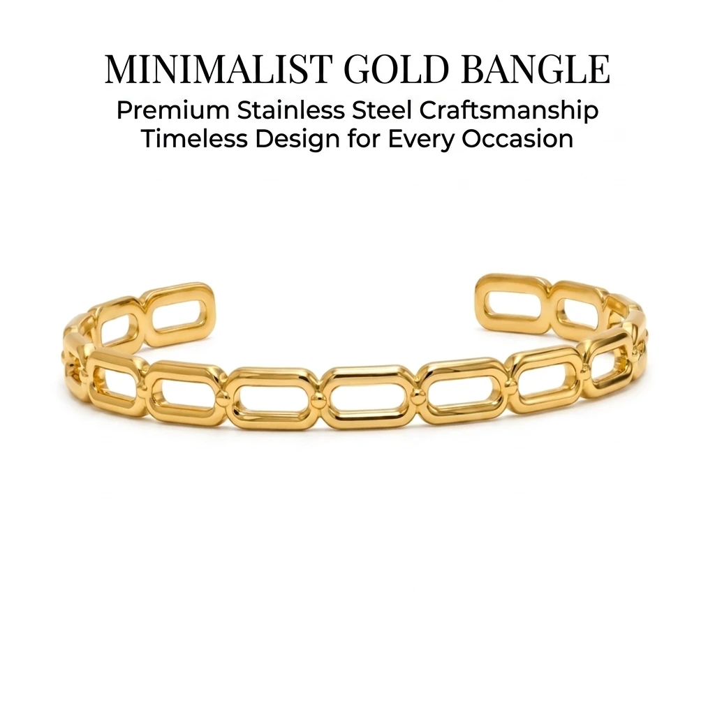 Goldfarbenes Verstellbares Skelett-Armband, Minimalistisches Edelstahl Bohemian-Style Armreif für Frauen, Modeschmuck Geschenk Image