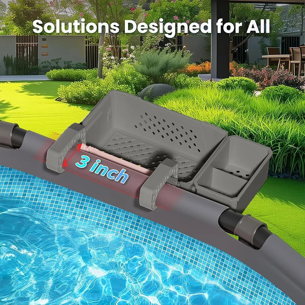 Panier de rangement de piscine, étagère de piscine, porte-boissons amovible en plastique, panier de rangement de piscine, support de filet d'écumoire pour piscine hors sol