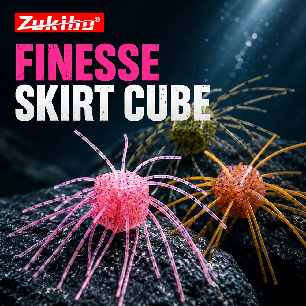 ZUKIBO 4 Stück 1,7g Skirted Dice Weichköder aus PVC, langsam sinkender Finesse-Köder für Barschangeln Image