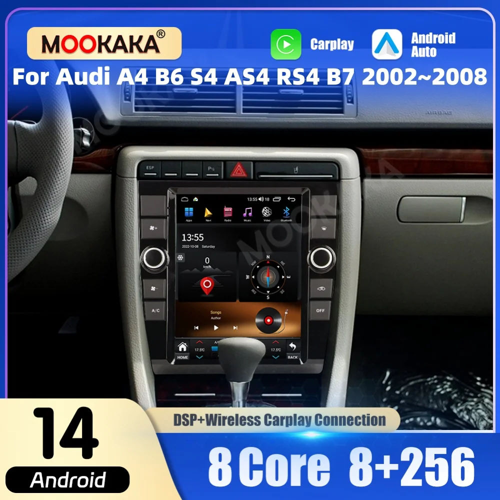 Autoradio für Audi A4 B6 S4 AS4 RS4 B7 2002-2008 Multimedia-Player Kabelloses Carplay Android Auto Autoradio Stereo GPS Navi Headunit Image