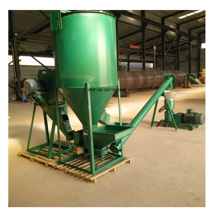 Mélangeur vertical pour aliments pour bétail, volaille, bovins, poulets et porcs, réservoir de mélange, broyeur d'aliments et ligne de production d'aliments pour granulés