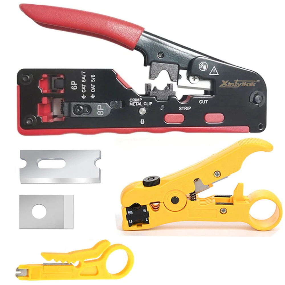 Xintylink alle in einem rj45 zange networking crimper cat5 cat6 cat7 cat8 crimpen netzwerk werkzeuge ethernet kabel Stripper clamp lan Image