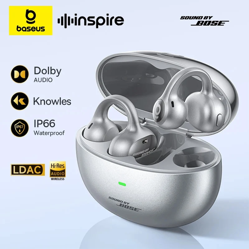 Baseus Inspire XC1 Sound by Bose Ohrclip-Kopfhörer, kabellose Bluetooth 6.1 Open-Ear-Kopfhörer, Ohrring-Design, 4 Mikrofone, Clip-on-Ohrhörer