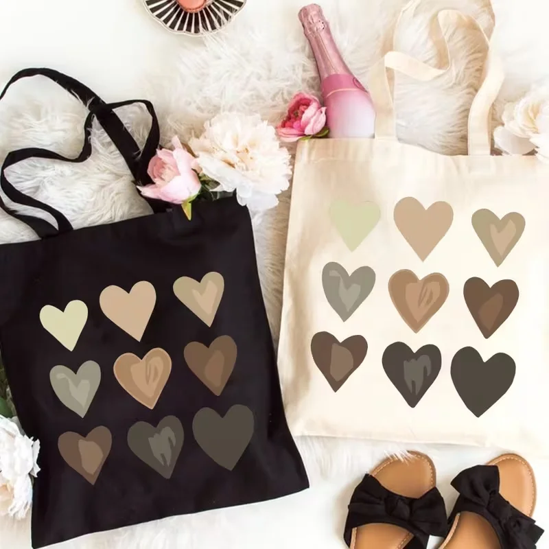 Schicke Canvas-Einkaufstasche mit Liebesmotiv, perfektes Valentinstagsgeschenk für Sie, Handtasche mit verbessertem Riemen zum Einkaufen, Reisen, Picknicks Image