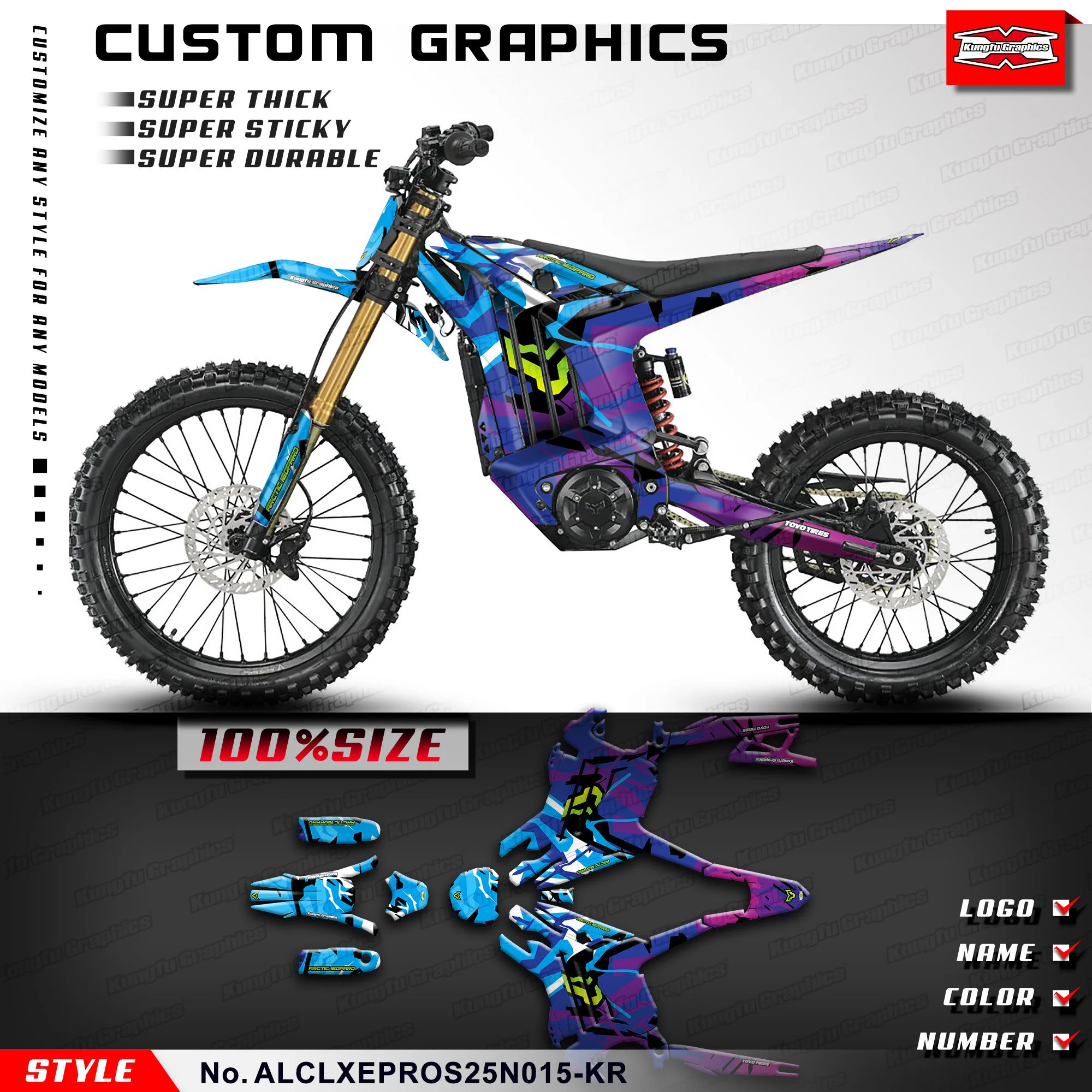 KUNGFU GRAPHICS Aufkleber für Arctic Leopard Clouded Leopard XE PRO R / S Enduro / XE L1E Motorradaufkleber, ALCLXEPROS25N015-KR Image