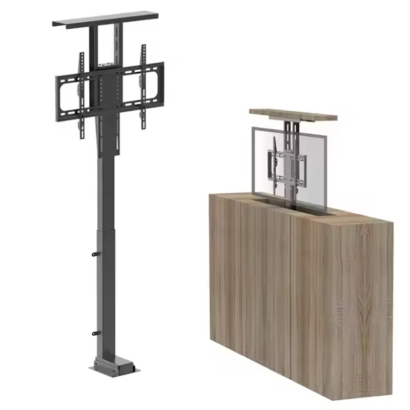 Motorisierte TV-Halterung mit versteckter Oberplatte, tragbarer, an einem Schrank montierter Monitorständer, TV-Halterung für 42–75-Zoll-Fernseher Image