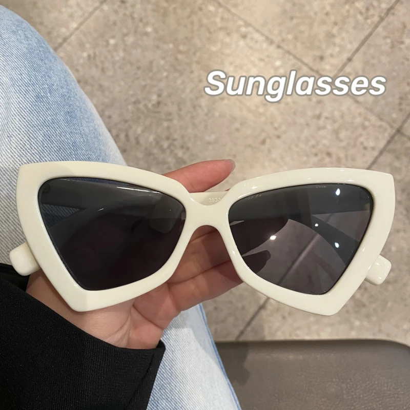 Neue Retro-Dreieck-Sonnenbrille mit großem Rahmen, personalisierte schwarze Hip-Hop-Sonnenbrille, UV-beständig, Katzenaugen, trendige Damenbrille