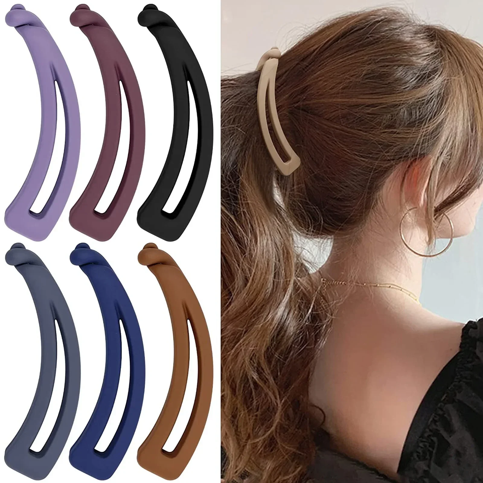 Matte Vintage Bananenklammer für lockiges langes gerades kurzes Haar, Klaue für Damen und Mädchen, Haar-Styling, Pferdeschwanz-Halter, Haarnadel-Klemmgriff Image