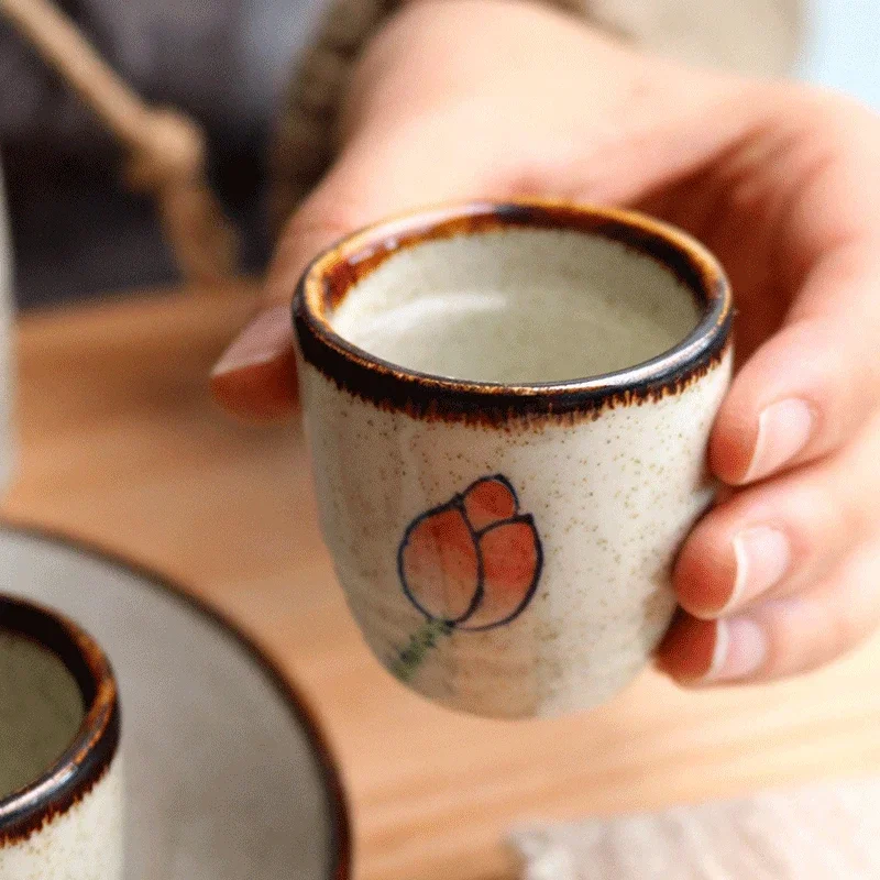 Retro Kaffeetasse Weinkrug Shochu Klassische Tasse 50ml Japanischer Stil Keramik Antik Weißwein-Becher Sake-Set Haushaltswaren Image