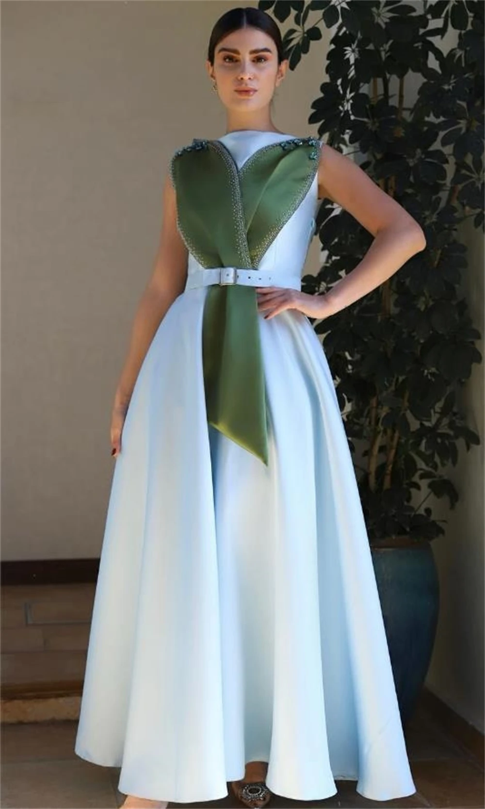 Customized Jiayigong Classic Modern Style Formal Evening O-Neck A-line Beading Drapeds Bespoke Occasion Dresses