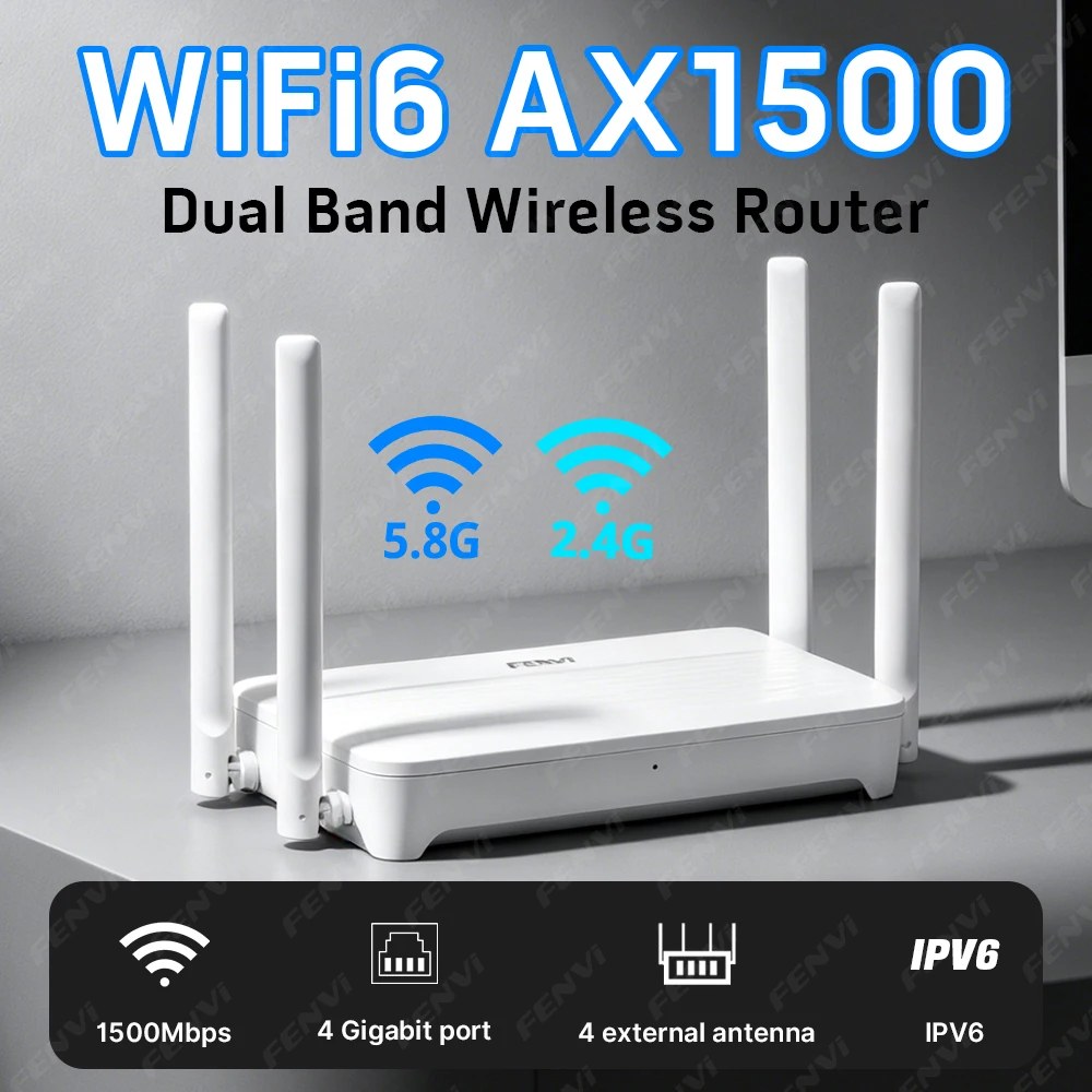 WiFi 6 AX1500 Router Gigabit WLAN-Signalverstärker 1500M Dual-Band 2,4G/5GHz Kabelloser WLAN-Extender Booster 802.11AX Router Image