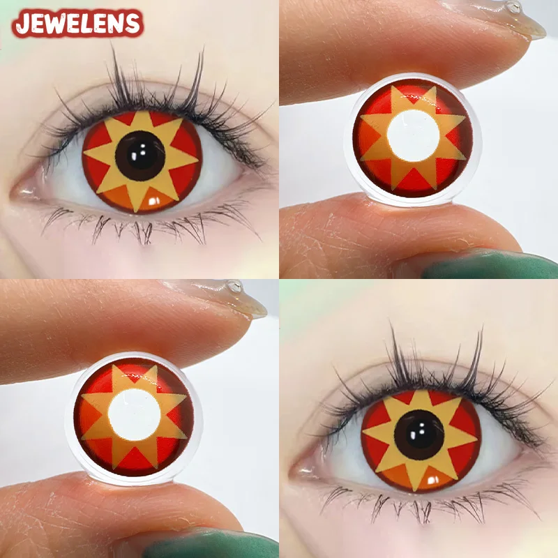 JEWELENS 1 Paar Genshin Mavuika Cosplay Orange Farbe Kontaktlinsen Anime HUTAO 6 Monate Halloween Kreislinse 14,5 mm Image