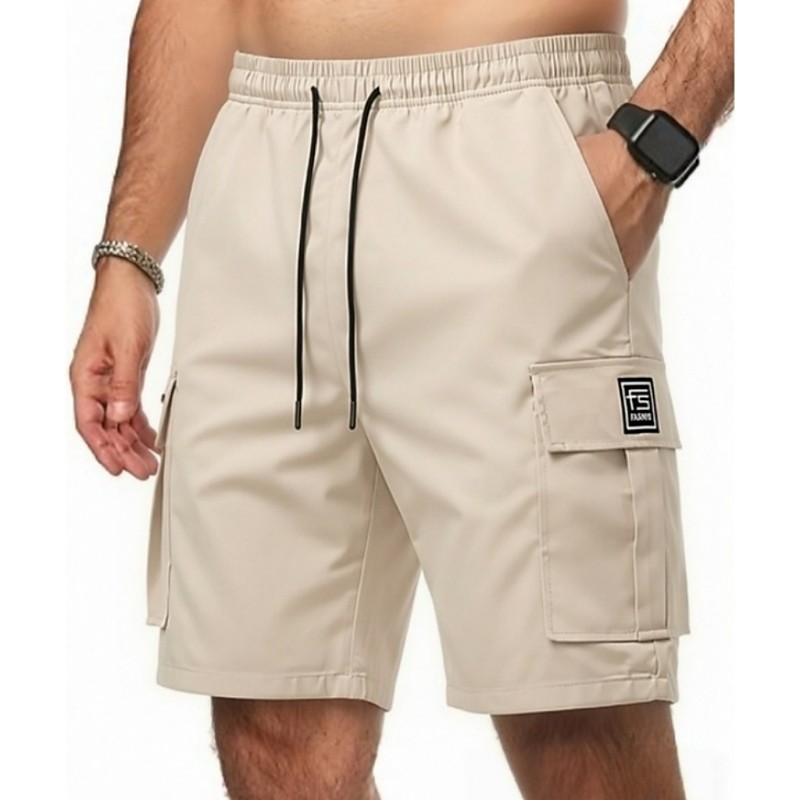 Men's Tactical Cargo Cargo Shorts Shorts Casual Shorts Hiking Shorts Elastic Waist Multi Pocket Flap Pocket Plain Knee Length Casual Outdoor Streetwear Fashion Streetwear Blue Khaki Inelastic