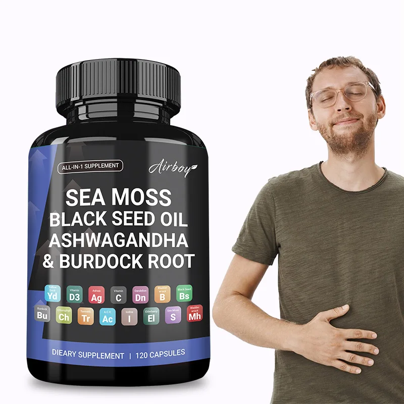 Sea Moss,Black Seed Oil,Ashwagandha & Burdock Root - Promotes Digestion, Bone and Joint Health