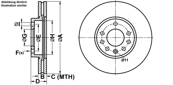 ATE Bremsensatz, Scheibenbremse ijf141cwt7 Vorderachse belüftet 288mm 25mm für Opel Vaughall SAAB Image
