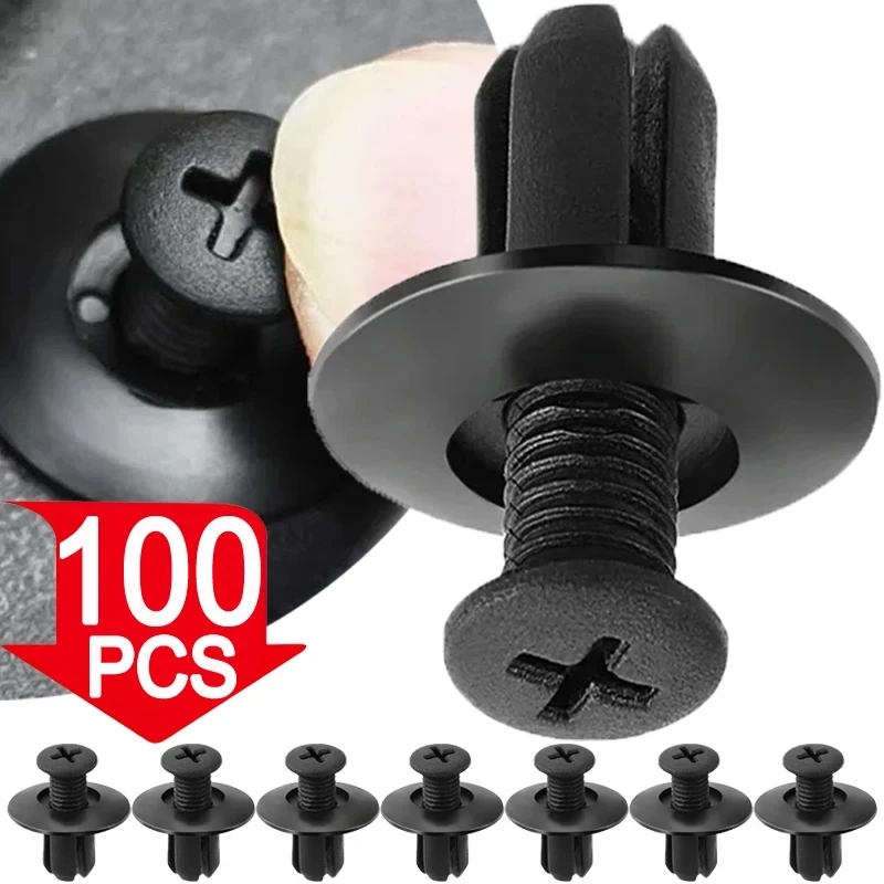 5/100X 8mm Loch Tür Niet Kunststoff Clip Befestigungen Schwarz Autos Gefüttert Abdeckung Widerhaken Niet Auto befestigungen Retainer Push Pin Clips Zu Image