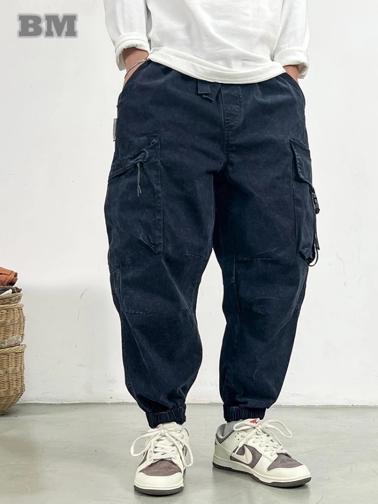 Hohe Qualität Schnee Waschen Distressed Cargo Hosen Männer Koreanische Mode Plus Größe Harem Hosen Streetwear Jogger Casual Baggy Hosen