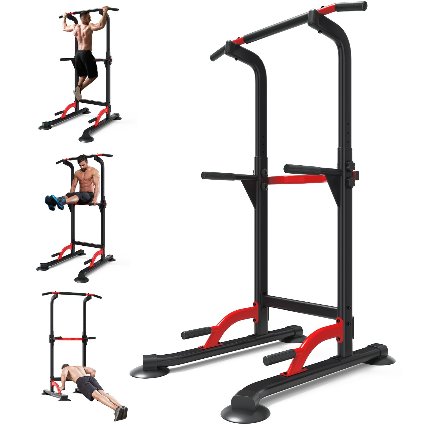 ZENOVA Pull Up Bar Dip Bar Power Tower Workout Dip Station Height Adjustable Standing Chin Up Bar