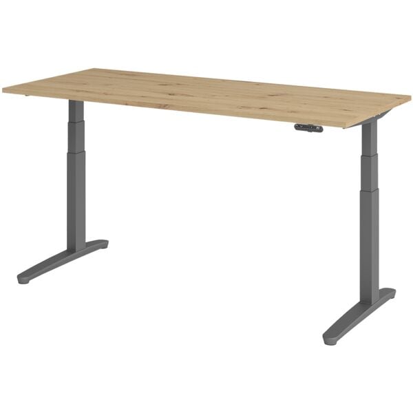 HAMMERBACHER Schreibtisch höhenverstellbar (elektrisch) »Alicante« 180 cm Gestell graphitfarb Asteiche/ Graphit, 180x129x80 cm Image