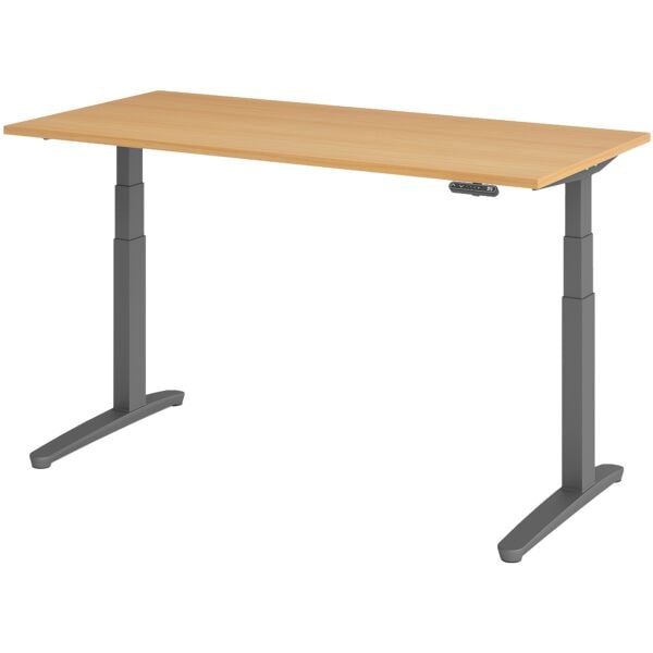 HAMMERBACHER Schreibtisch höhenverstellbar (elektrisch) »Alicante« 160 cm Gestell graphitfarb Buche/ Graphit, 160x129x80 cm Image