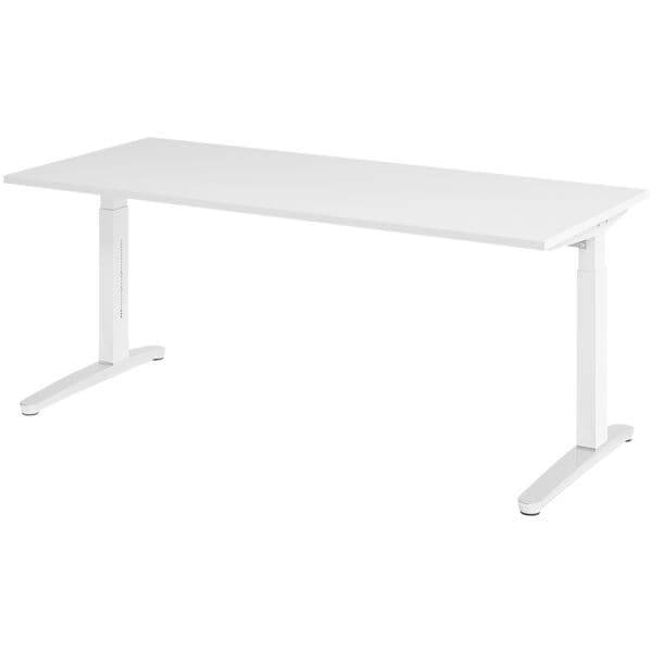 HAMMERBACHER Schreibtisch höhenverstellbar (manuell) »Alicante« 180 cm Gestell weiß Kufe poli Weiß/Weiß, 180x85x80 cm Image