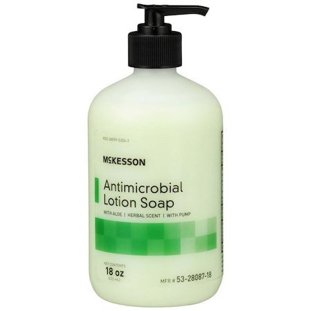 MCKESSON 53-28087-18 Antimicrobial Lotion Soap, Herbal, 18oz, Pump Bottle,