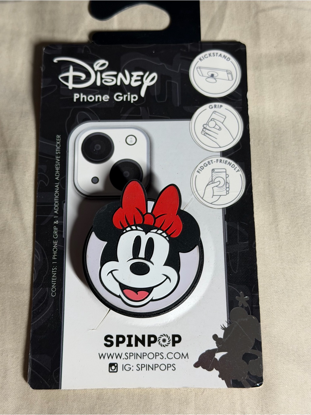 Disney Cell Phones & Accessories | Disney Minnie Mouse Black & Red Phone Grip Popsocket Style | Color: Black/Red | Size: Os