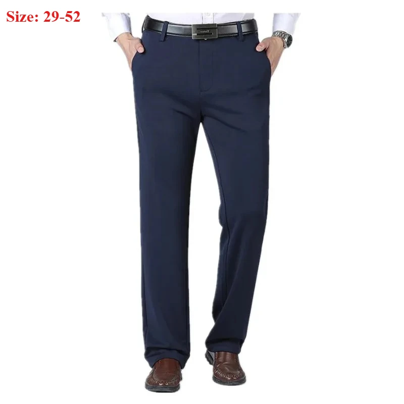 Formelle Herrenhosen Dick Herbst Schwarz Blau Grau Elastisch Dehnbar Business Locker Sitzende Anzughosen Große Übergrößen 46 48 50 52 Büro-Hosen