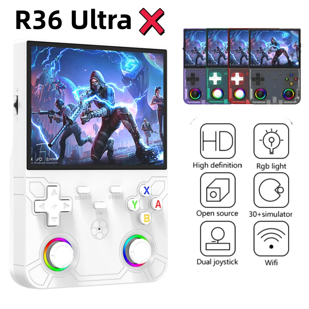 Neue R36 Ultra X Handheld Retro-Videospielkonsole mit IPS-Bildschirm, 128 GB vorinstallierten Spielen, tragbarer Pocket-Player mit Linux-System Image