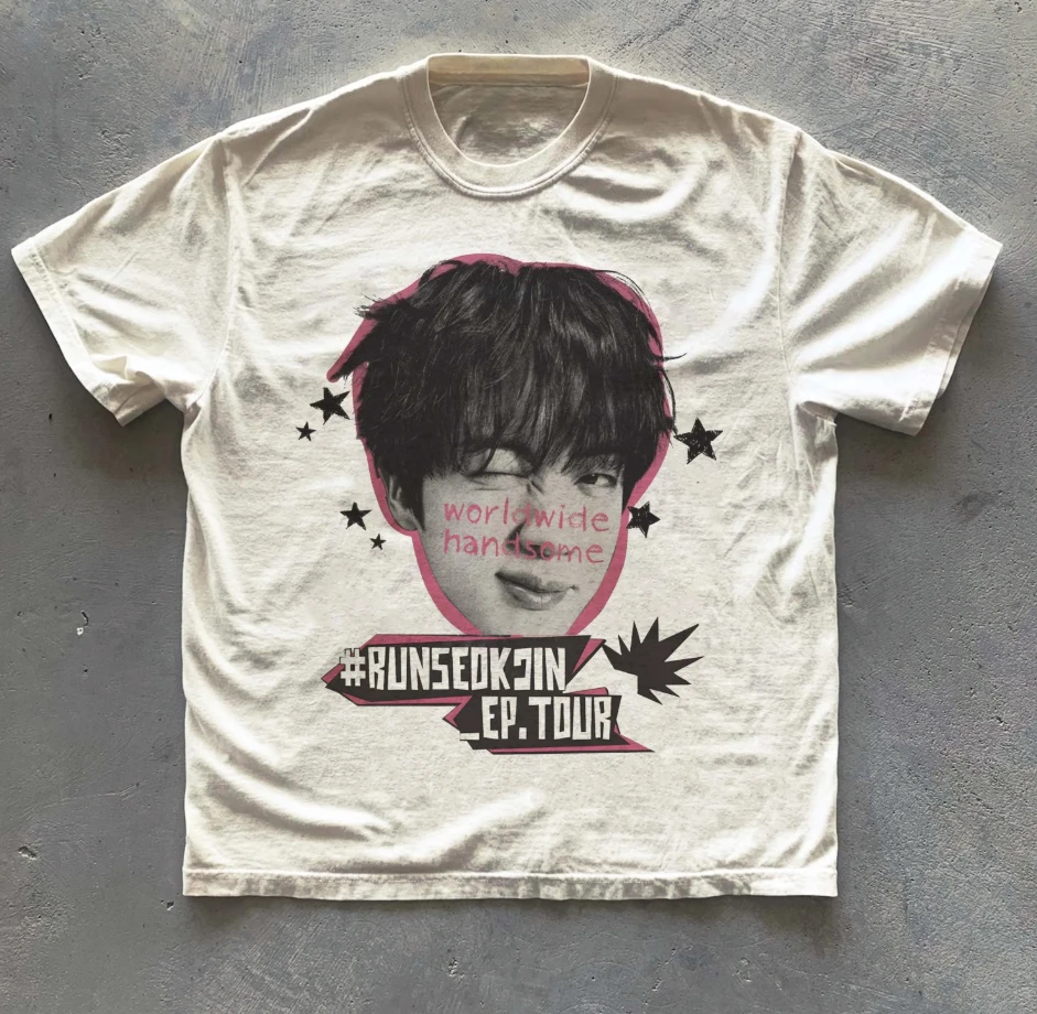 Vintage Run Seokjin Ep Tour 2025 Shirt, Jin Tour 2025 T-Shirt Sommer Herren- und Damen-T-Shirt, lockeres und atmungsaktives T-Shirt-Oberteil Image