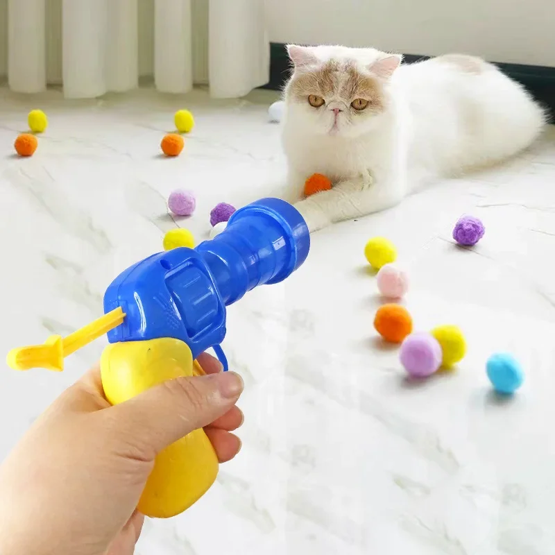 Neue Farben Katzenspielzeug Katze Plüschball Schießpistole Stilles Spielzeug Interaktives Relief Selbst Hi Fun Micr Elastic Static Sticking Fur Balls Image