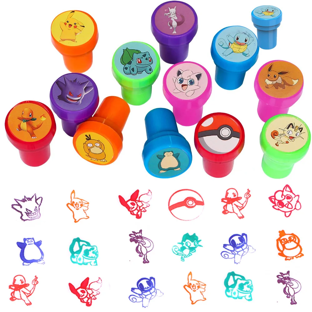 12/36 Stück Pokemon-Themen-Party Kleine Geschenke Siegelstempel Klassenbelohnungen Geschenktütenfüller Kindergeburtstag Partyzubehör Geschenke für Gäste Image
