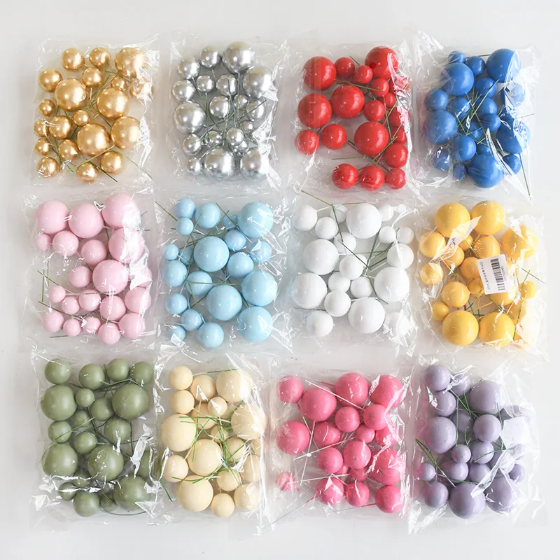 20 Stück bunte Kugeln Kuchen Topper Mini Luftballons Cupcake Einsatz Sticks für Hochzeit Geburtstag Party Kuchen DIY Dekoration Babyparty Image