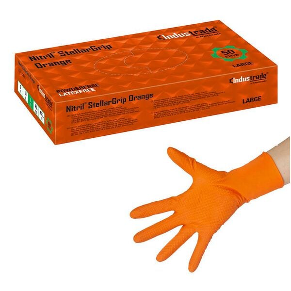 Meditrade 50 Einmalhandschuhe »Nitril® StellarGrip Orange« Größe L