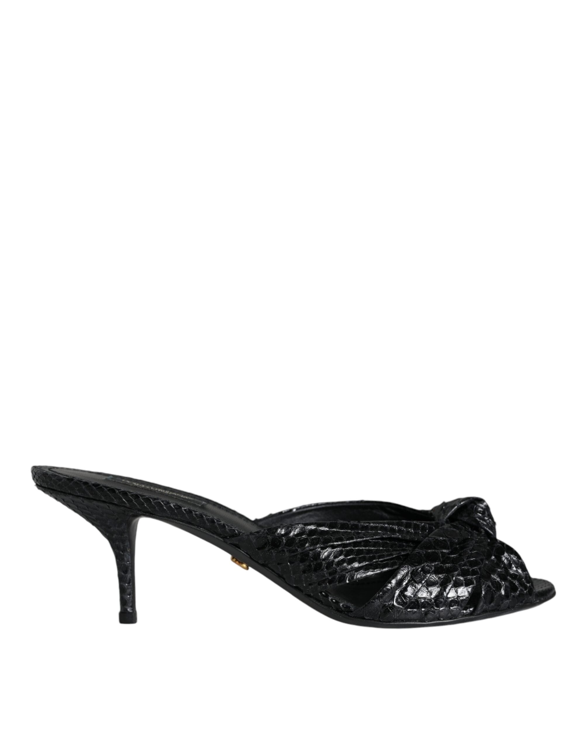 Dolce & Gabbana Schwarze Leder Absatzschuhe Sandalen
