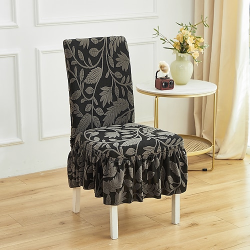 1/2/4-teilig/6-teiliger Jacquard-Fleece-Stuhlbezug mit Blumenmuster, dekorativer Stuhlbezug, rutschfest, staubdicht, für alle Jahreszeiten geeignet Image